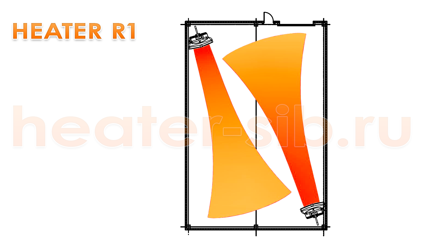 Вариант3 расстановки Heater R1 / CR1 в помещении