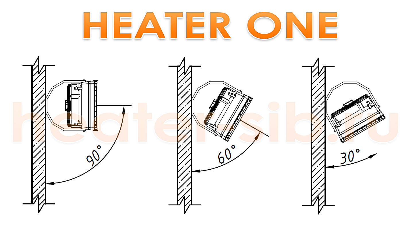 Крепление Heater One / CR One на вертикальной поверхности с помощью монтажного кронштейна (консоли)