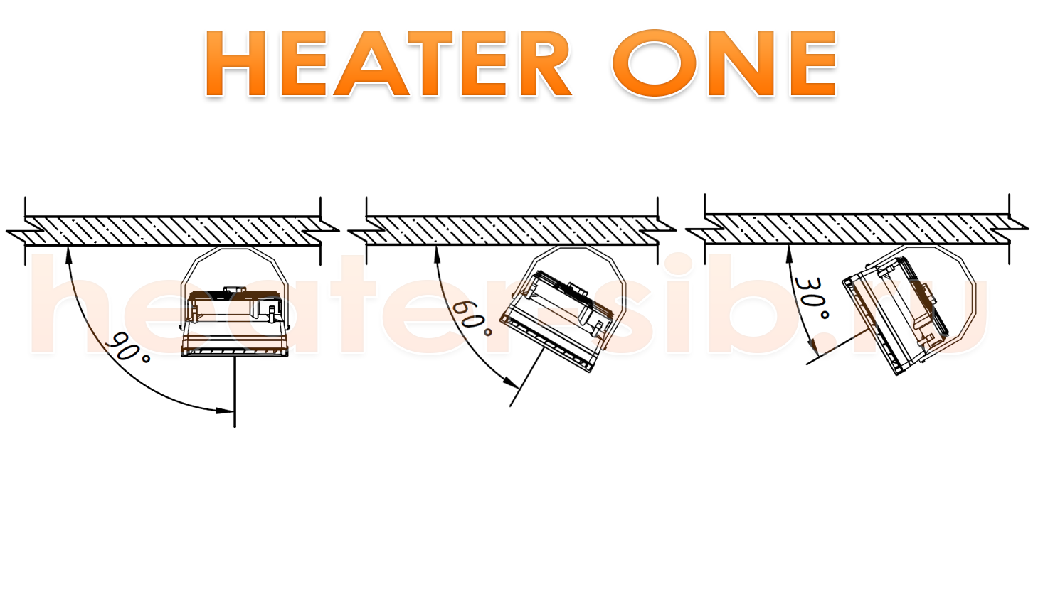 Крепление Heater One / CR One на горизонтальной поверхности с помощью монтажного кронштейна (консоли)